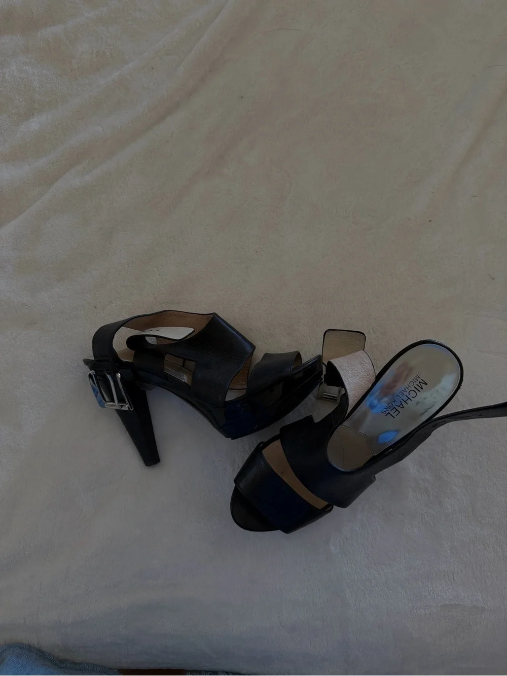 Michael Kors Black Platform Slingback Heels